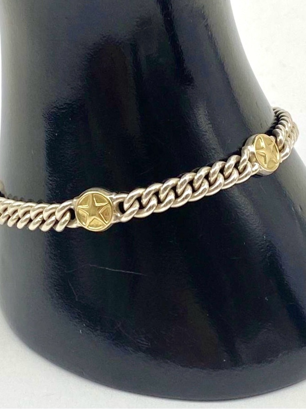 Two-Tone Star Accent Men’s Chain Bracelet - Silver & Gold